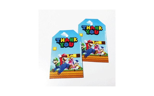 Super Mario Ευχαριστήρια Καρτελάκια (12τεμ)